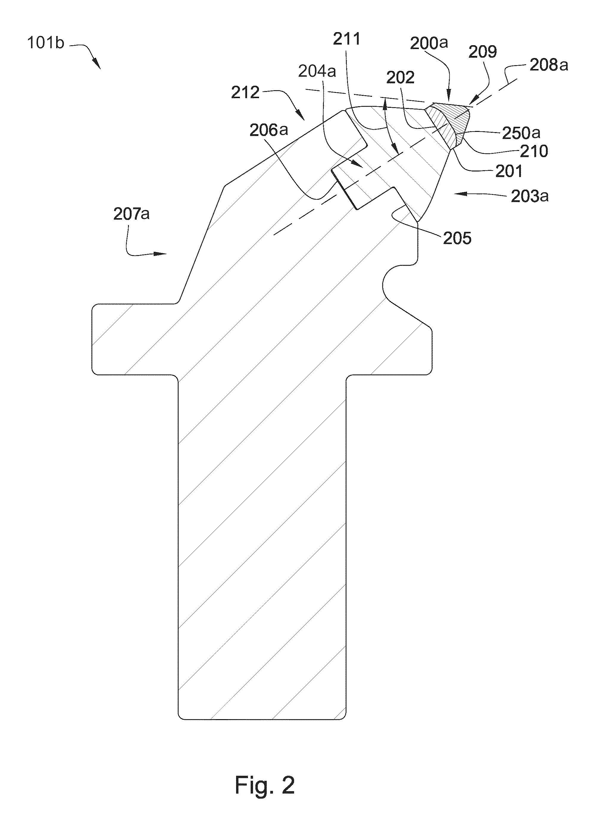 Non-rotating pick with a pressed in carbide segment