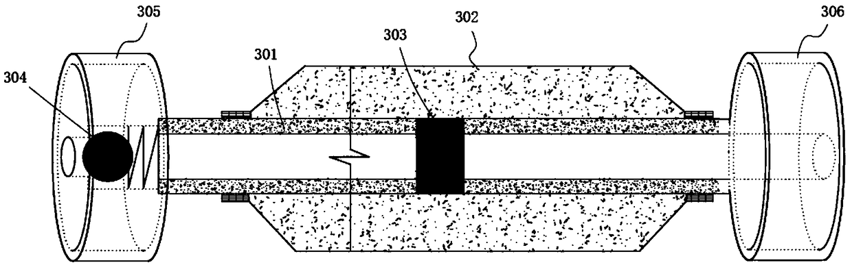 Grouting device and in-hole segmented grouting method for a plurality of solution cavities