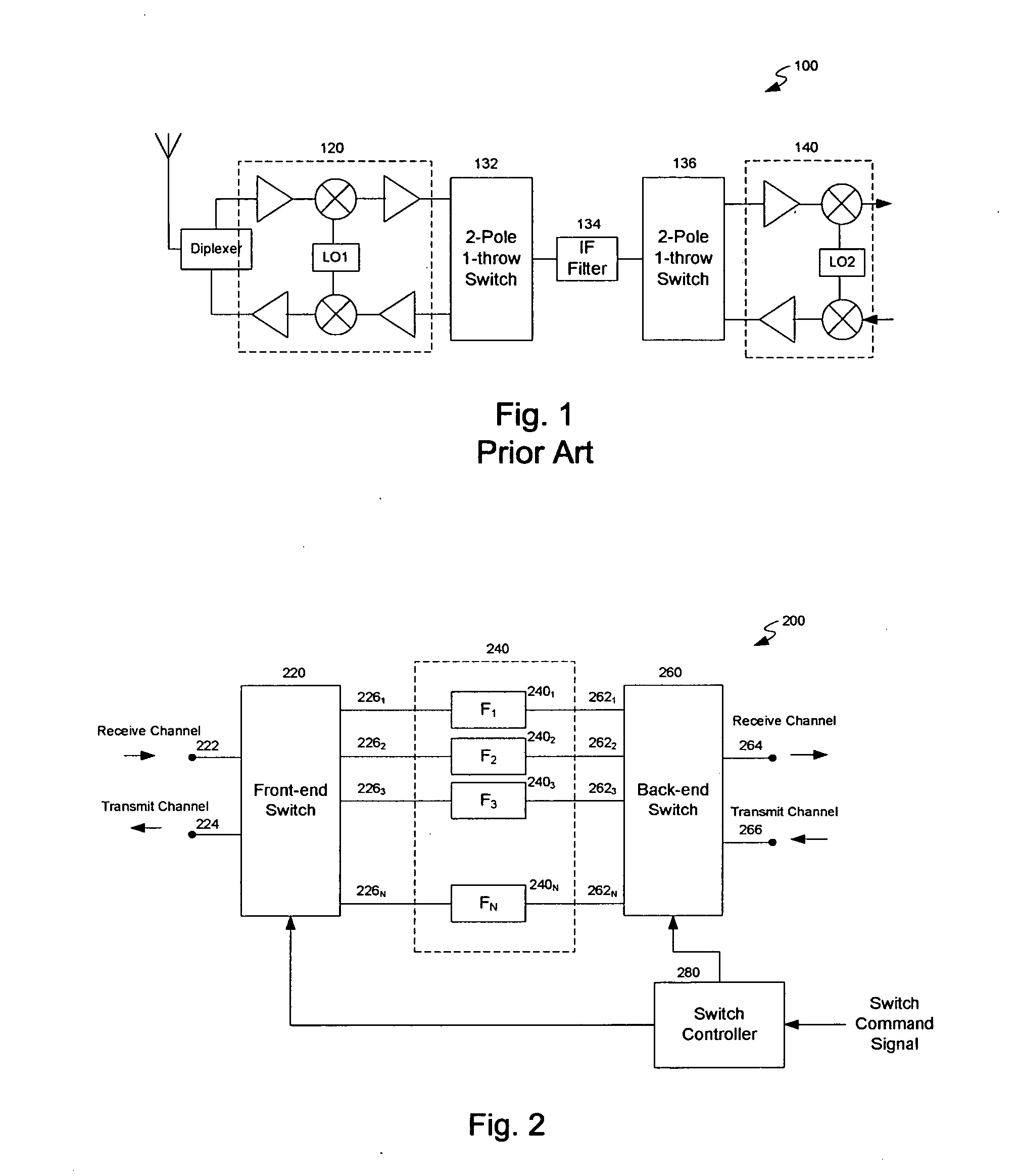 Multi-channel filtering system for transceiver architectures