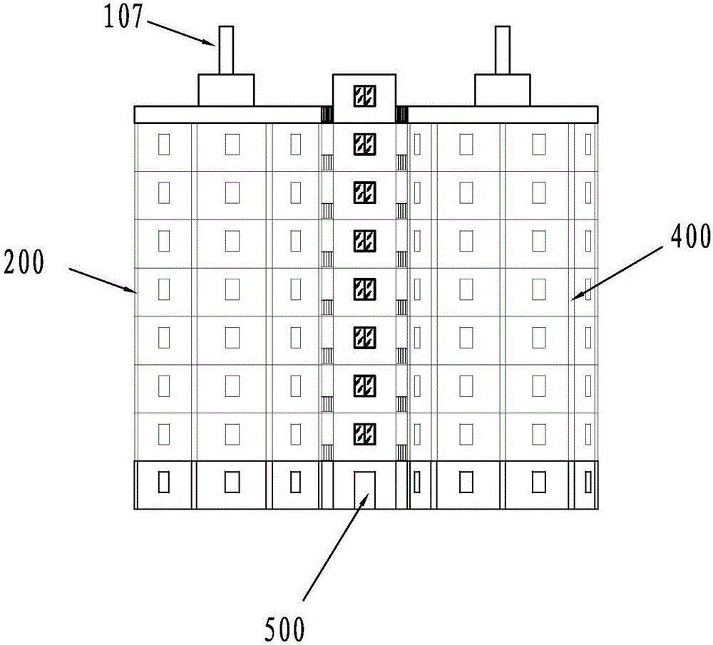 Circular pig house with nested intake passages and exhaust passages and pig farming method