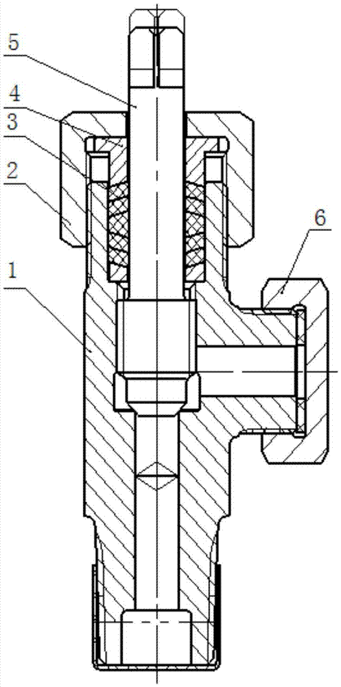 Packing type right-angle valve special for uranium hexafluoride