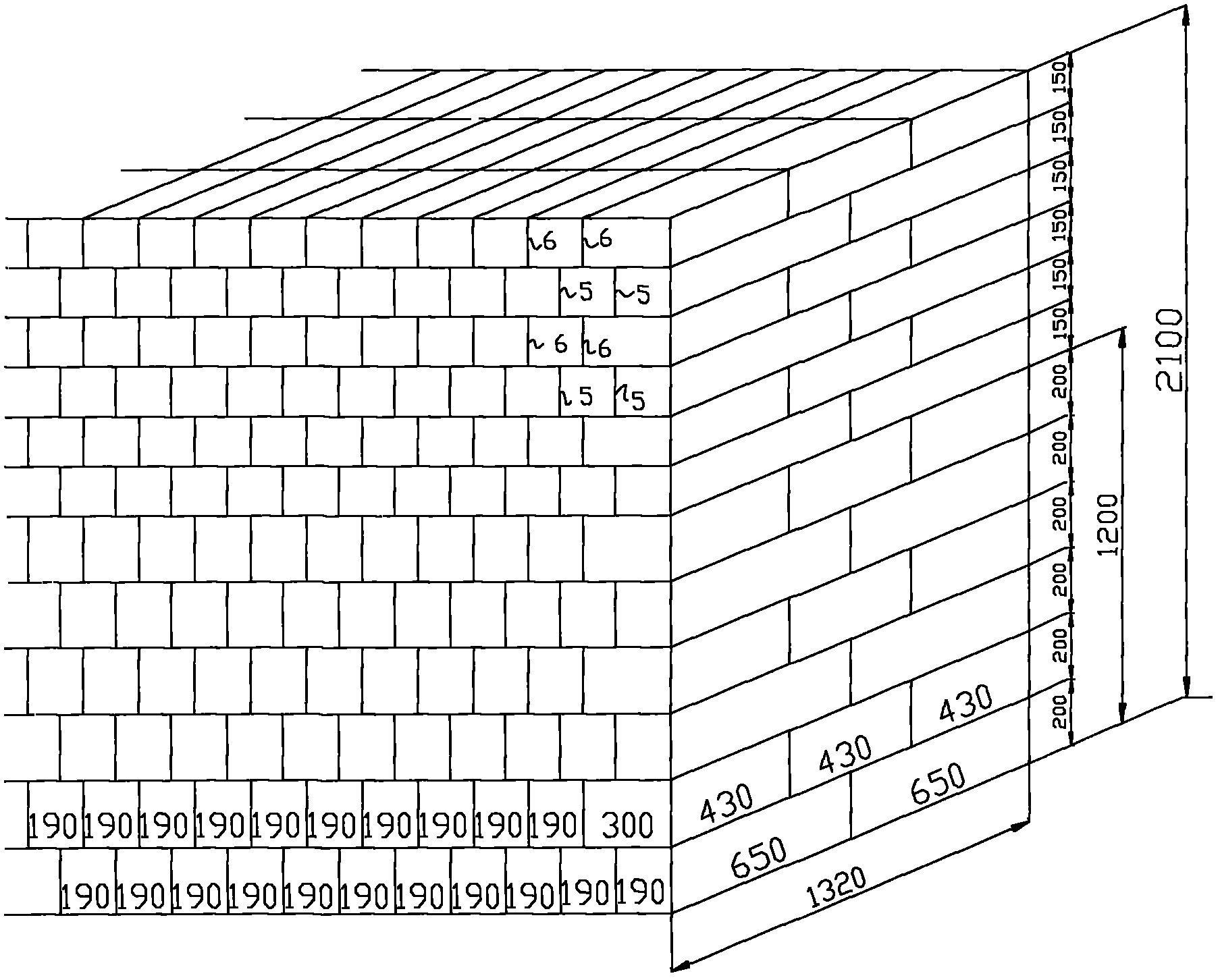 Fully mechanized mining gob-side entry retaining-based concrete block staggered joint longitudinal stacking wall forming method