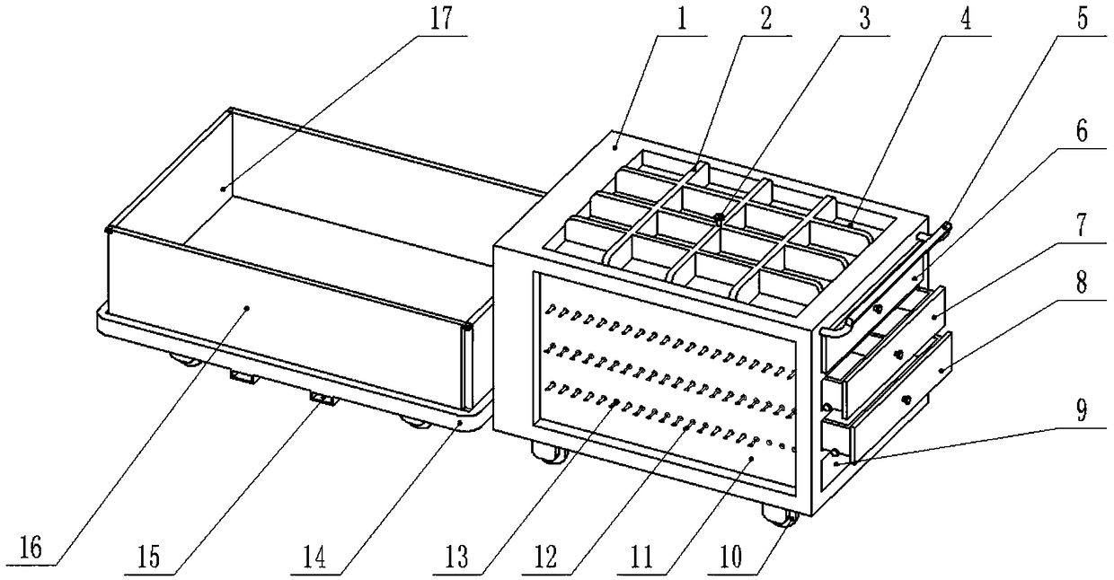 Environmental-protection vehicle part storage car