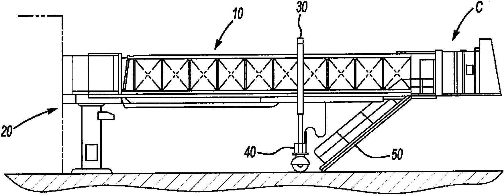 Osculating device for boarding bridge canopy