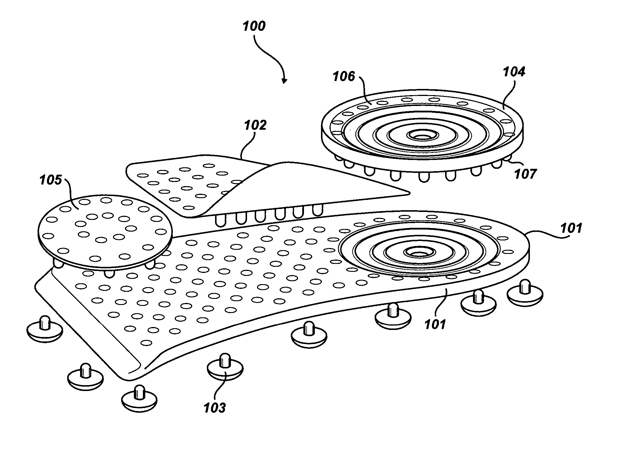 Soles with adjustable and interchangeable supports