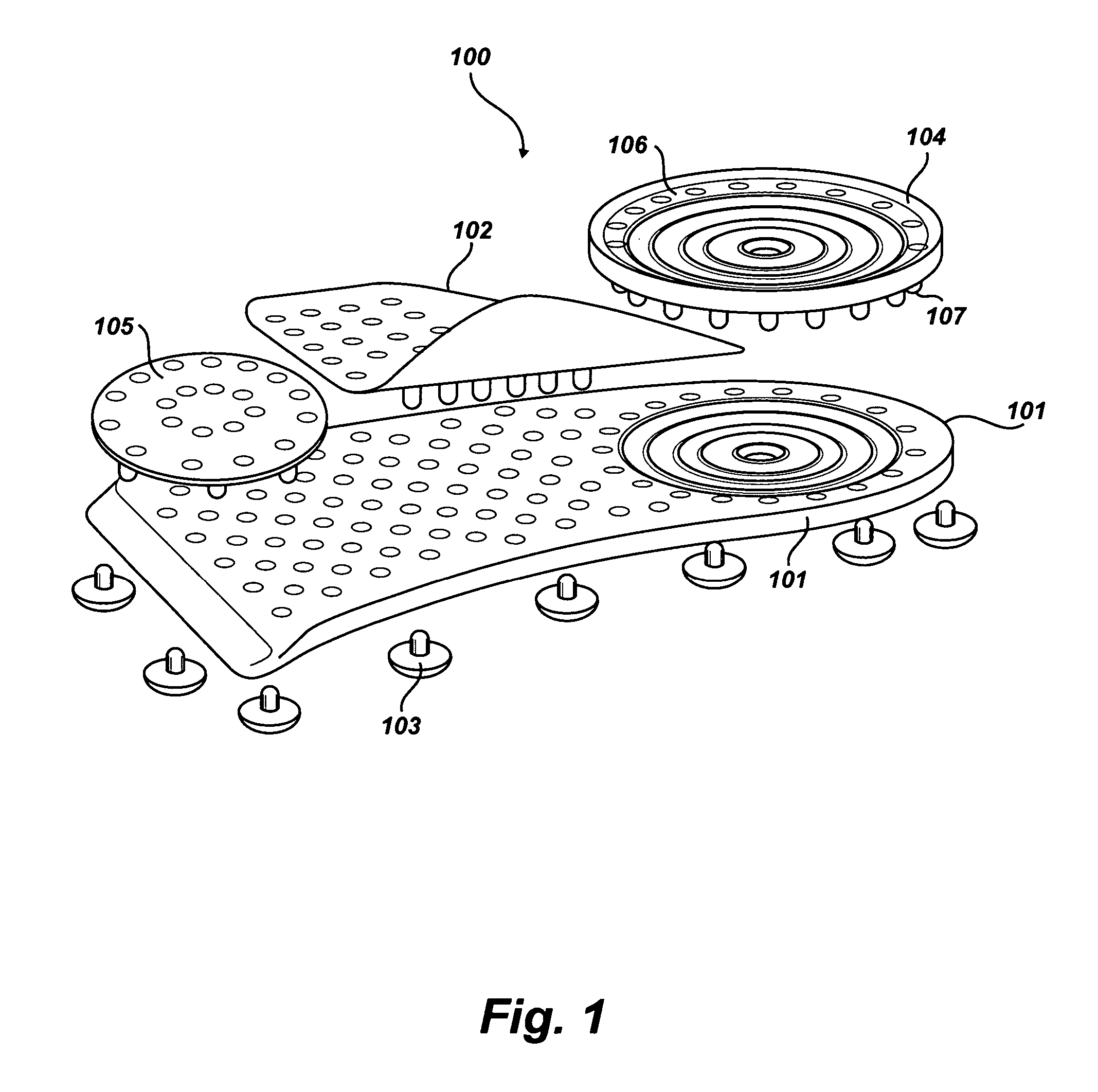 Soles with adjustable and interchangeable supports