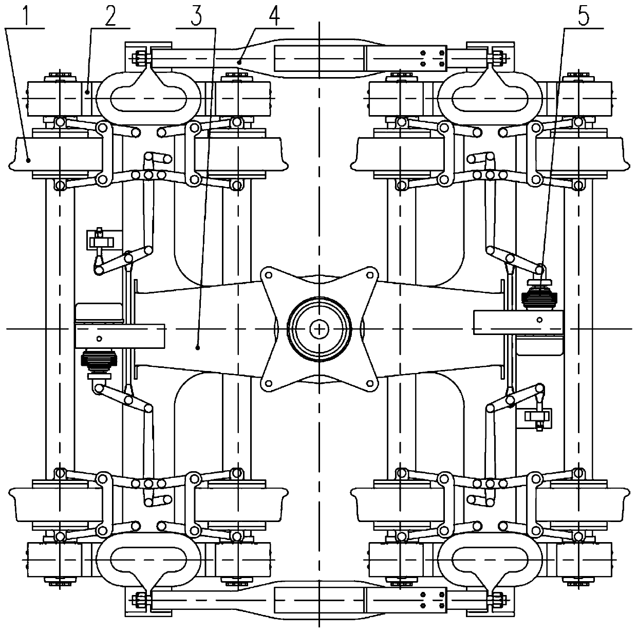 Bogie for railway wagon with integral low bearing surface and railway wagon