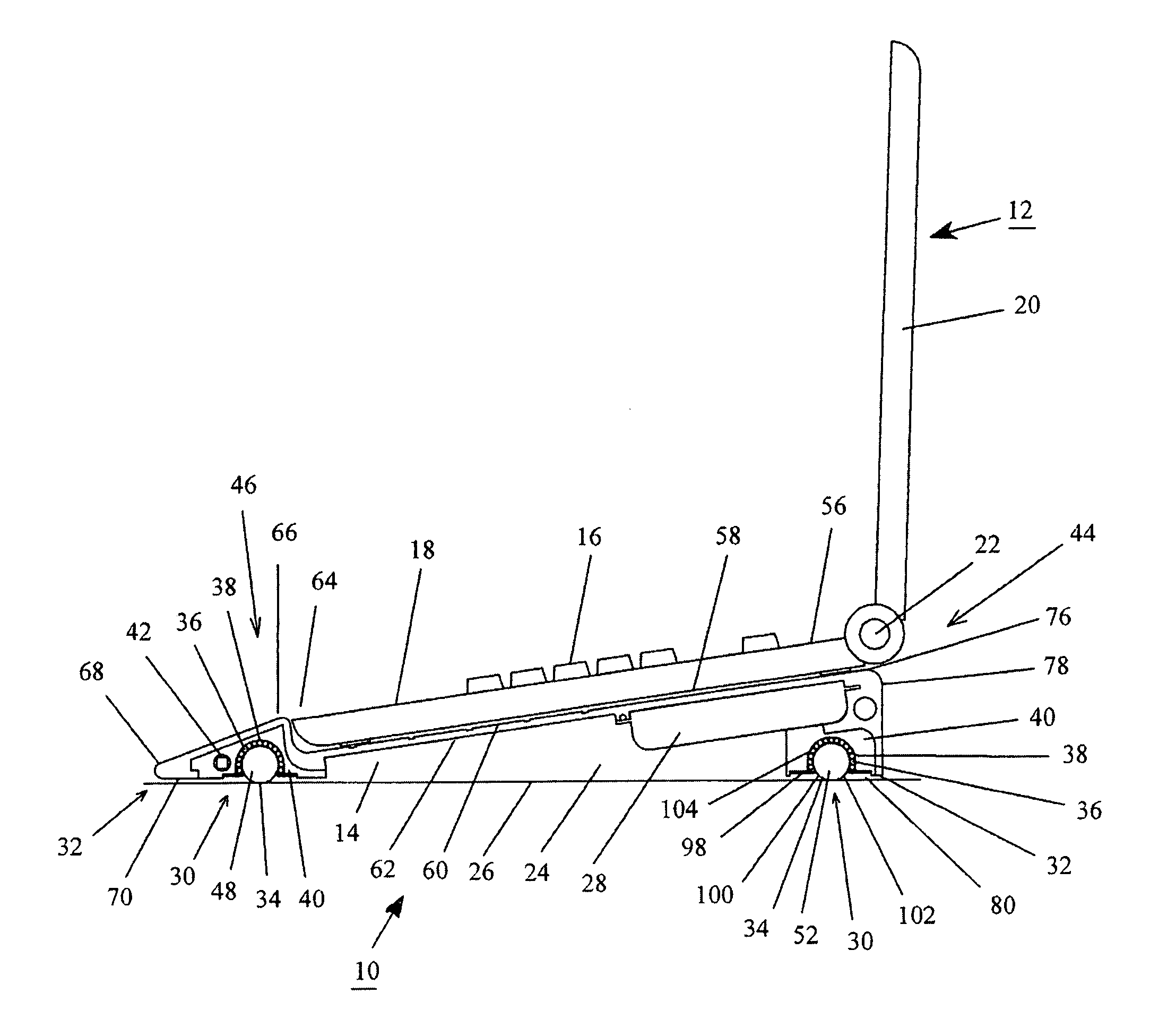 Moveable platform for a laptop computer