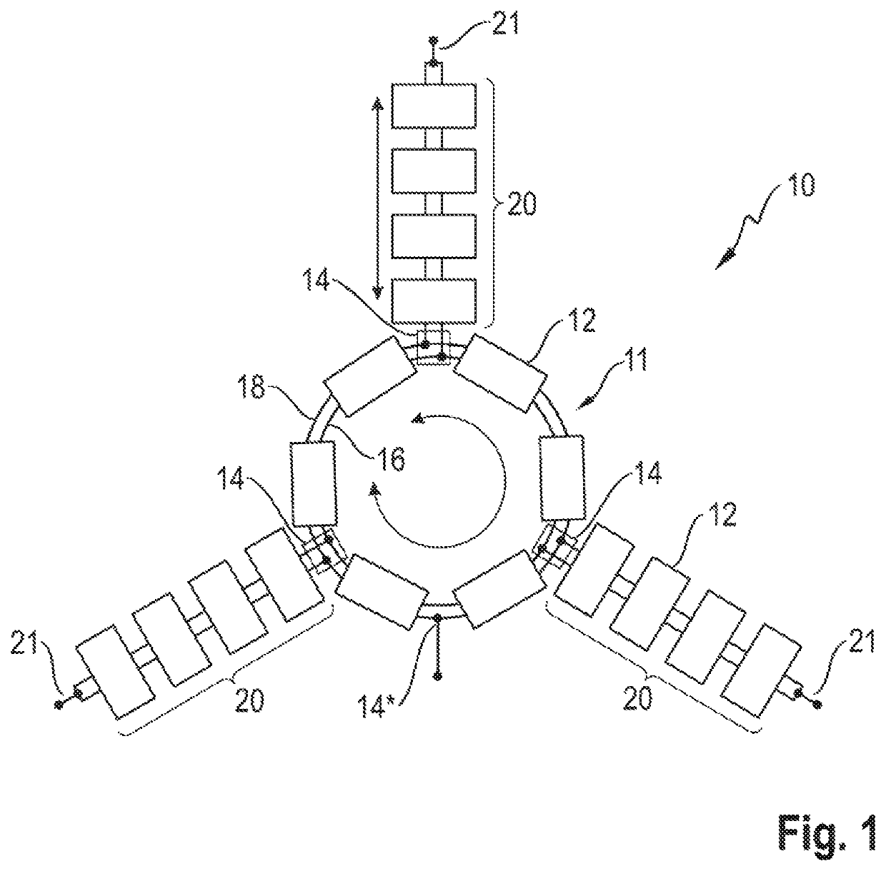 Converter, electrical polyphase system and method for efficient power exchange