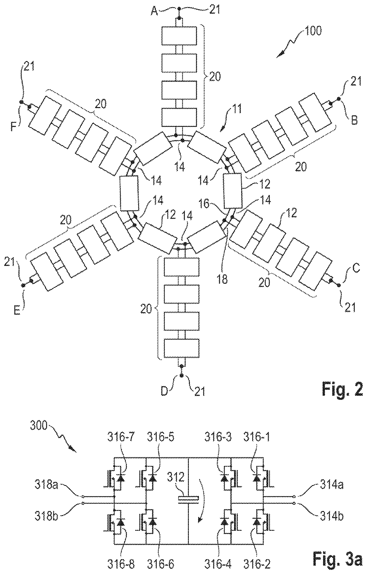 Converter, electrical polyphase system and method for efficient power exchange