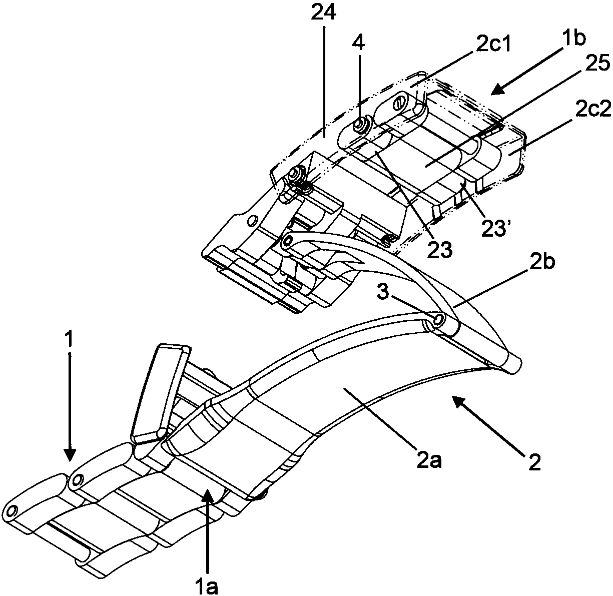 Device for adjusting the length of a bracelet