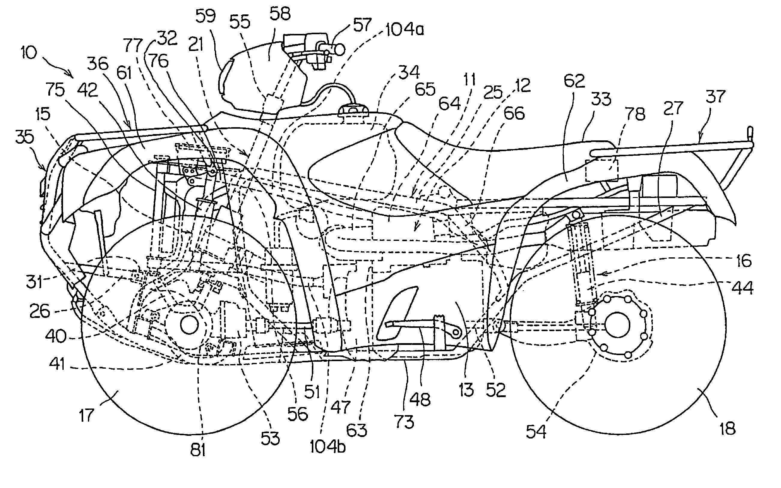 Saddle-type vehicle including front-end mounted radiator, controller case and controller heat shield