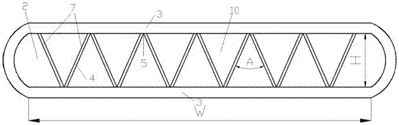 A connected hole fin heat exchanger with different row spacing