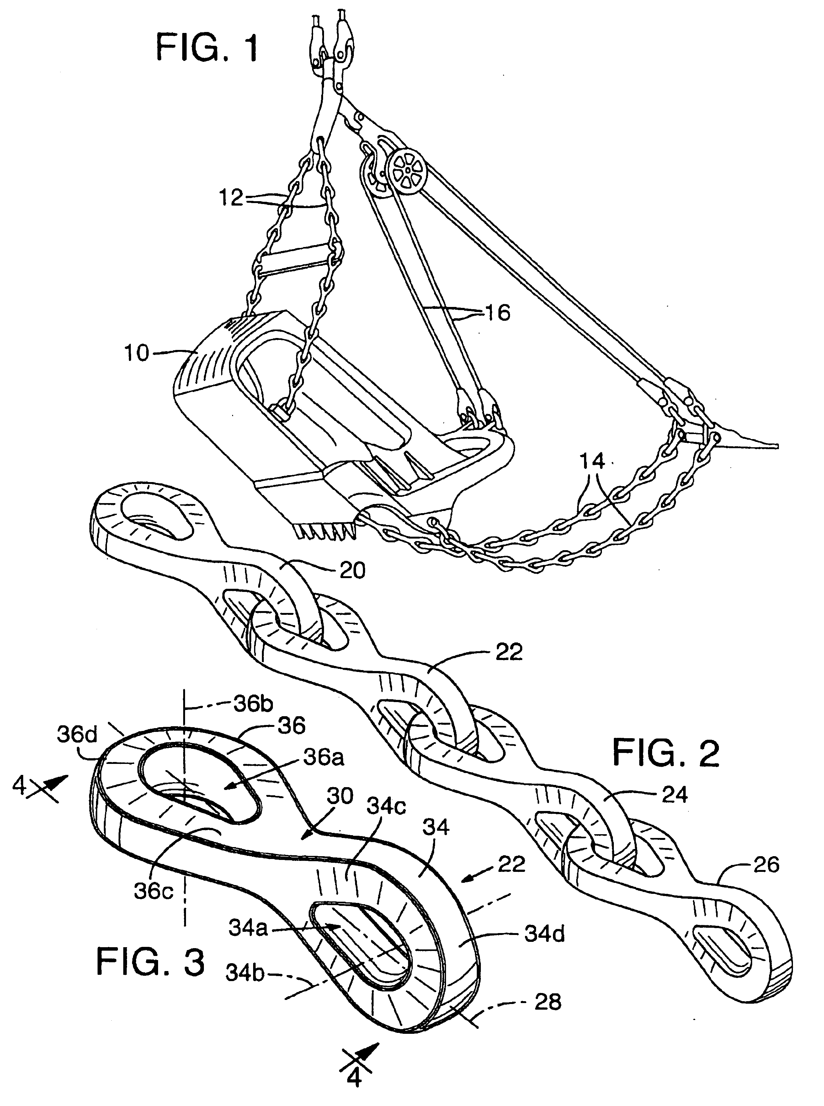 Chain link with angularly disposed end portions