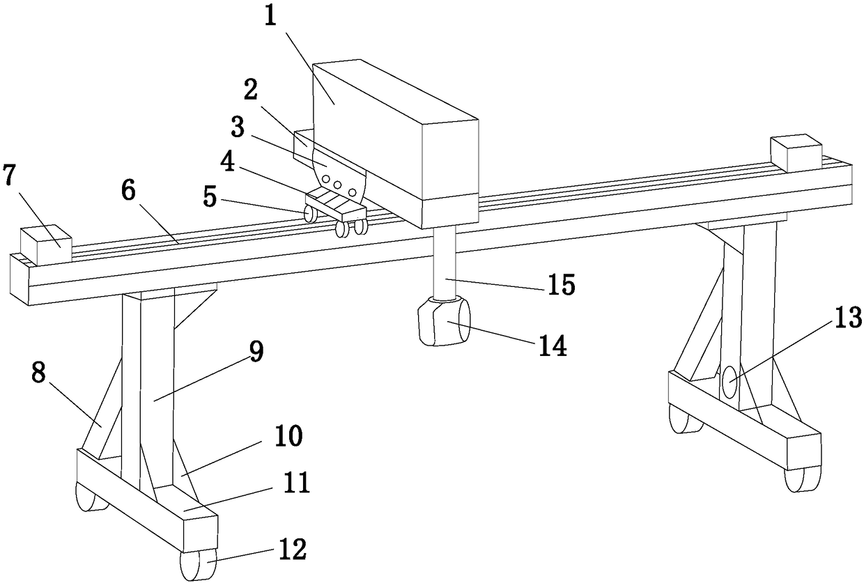 Gantry type cleaning device for pipeline cleaning equipment