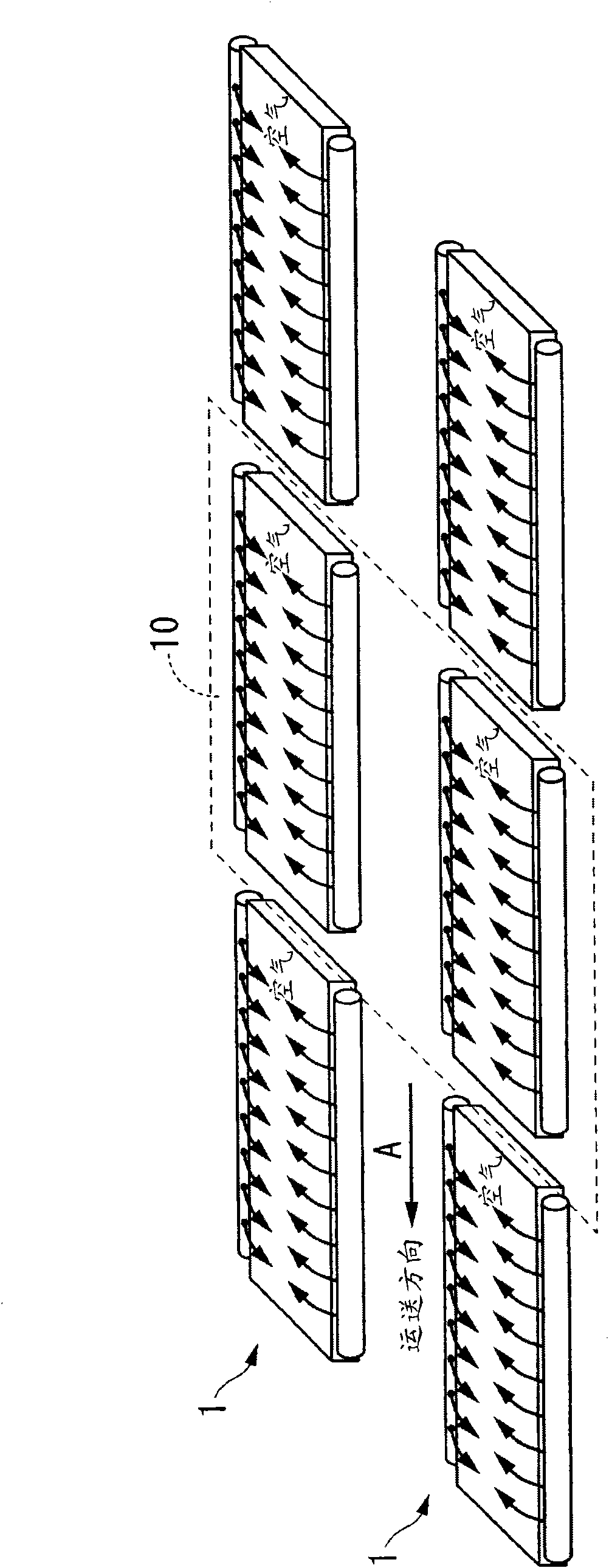 Air floatation conveyance device and method of conveyance using air