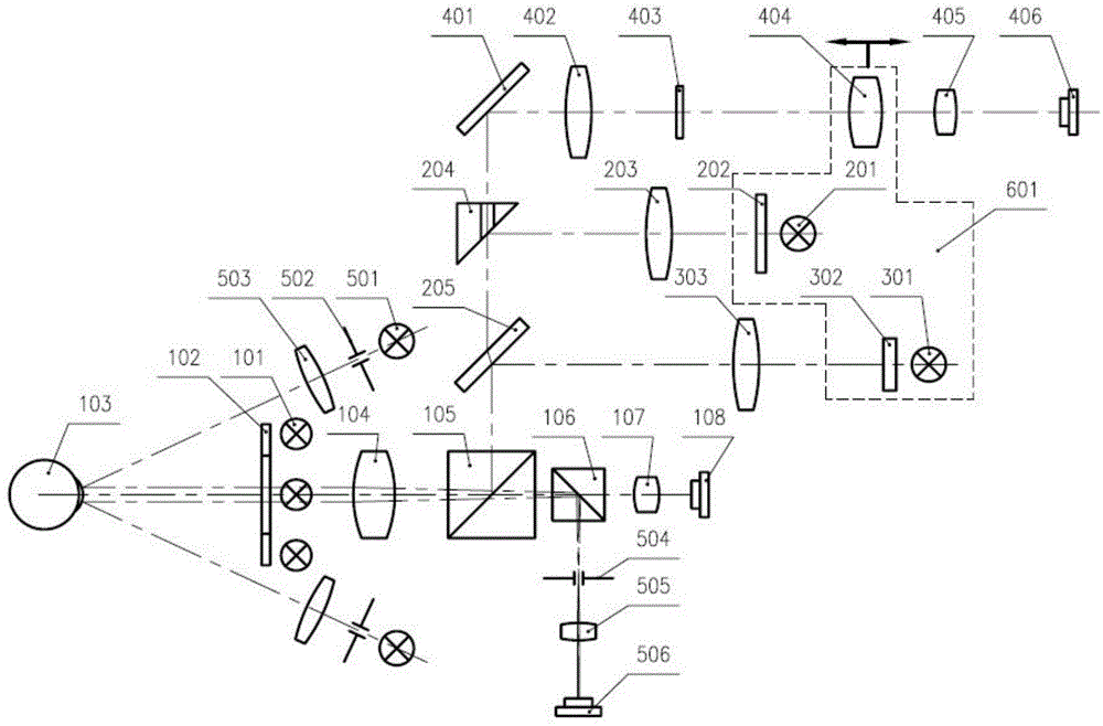 Optical system for measuring eyes diopter and cornea curvature radius of human