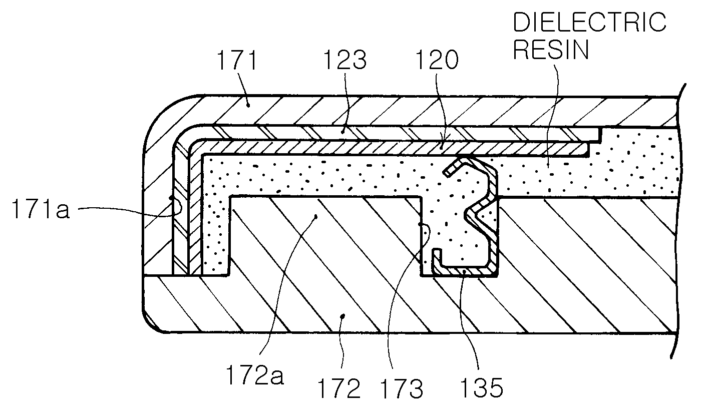 Antenna integrally formed with case and method of manufacturing the same