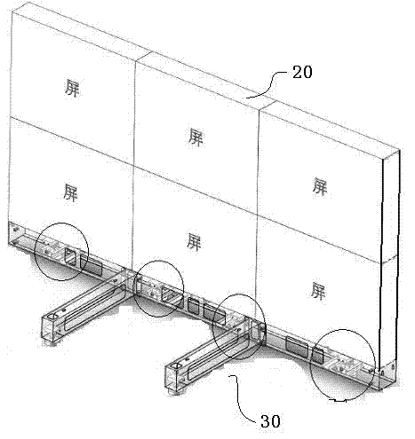 A LED display stack installation adjustment device