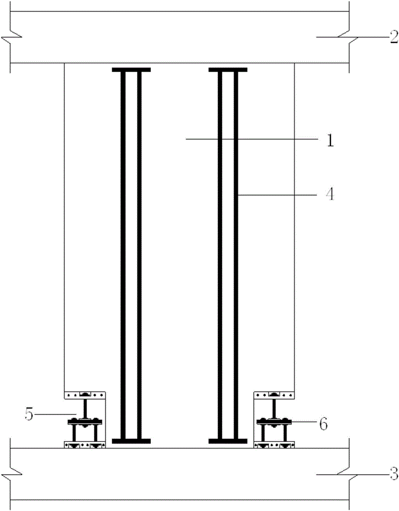 Novel combined shear wall provided with replaceable shock-absorption steel plate dampers