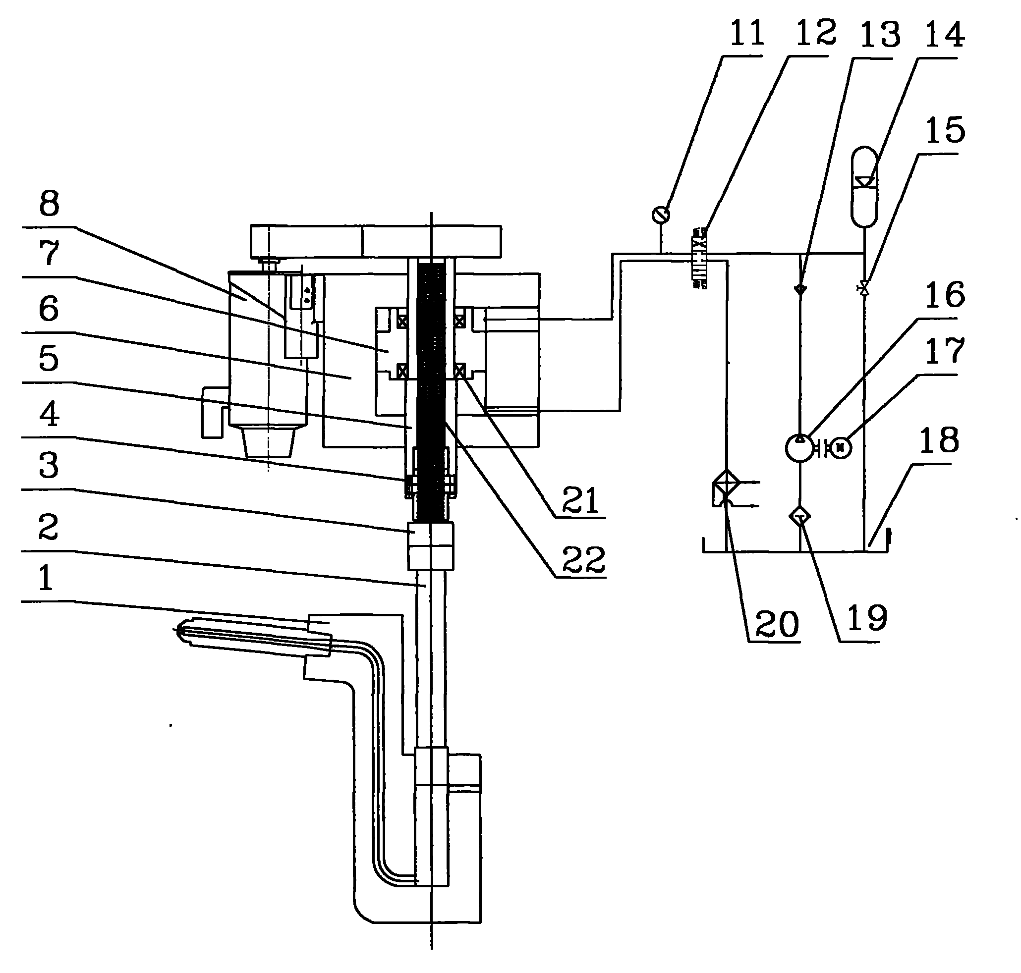 Oil-electric hybrid hot-chamber die casting machine injection system