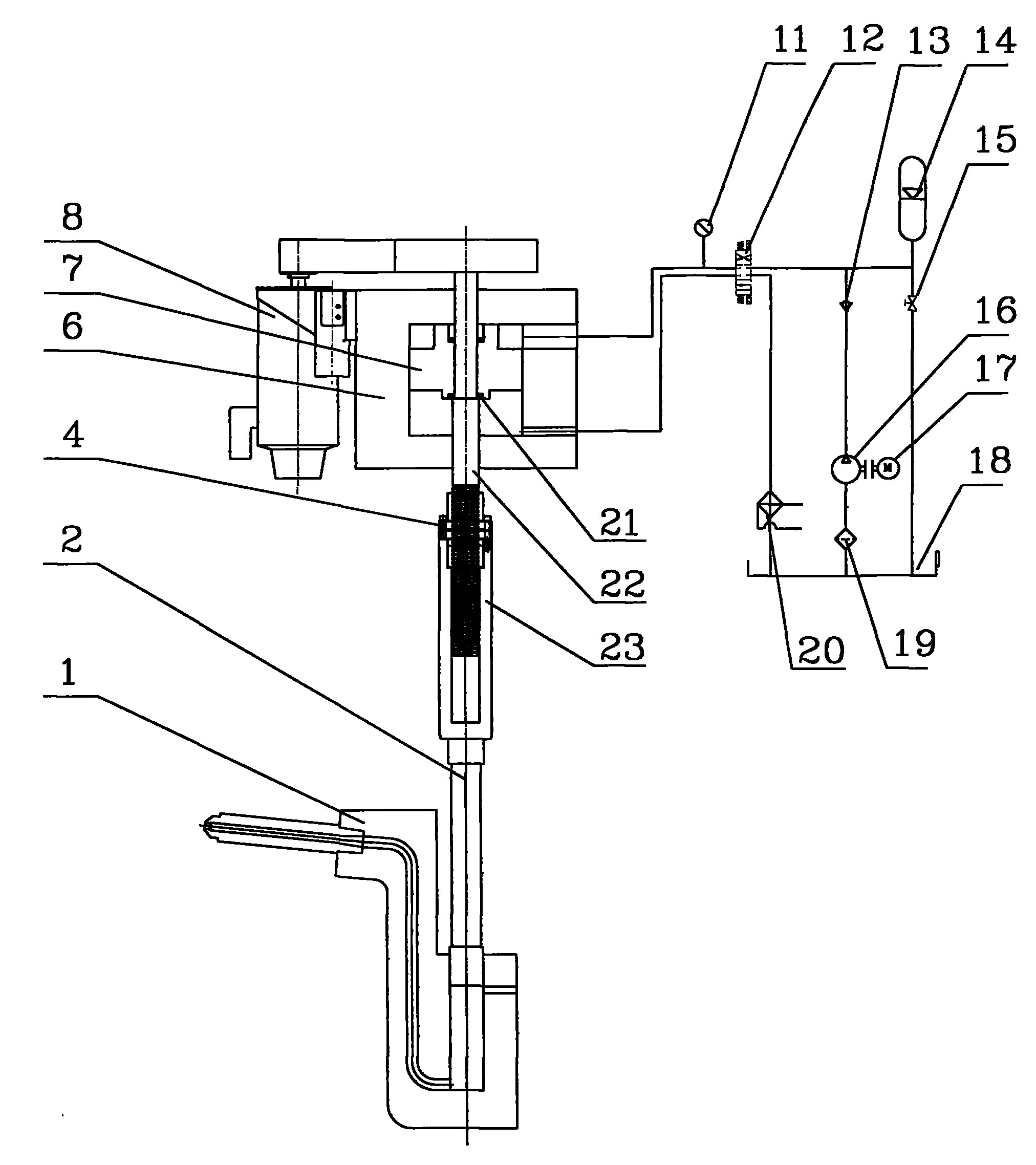 Oil-electric hybrid hot-chamber die casting machine injection system