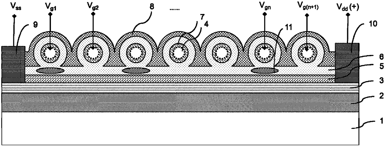 NAND gate flash memory without junction in rear grid and manufacturing method of flash memory