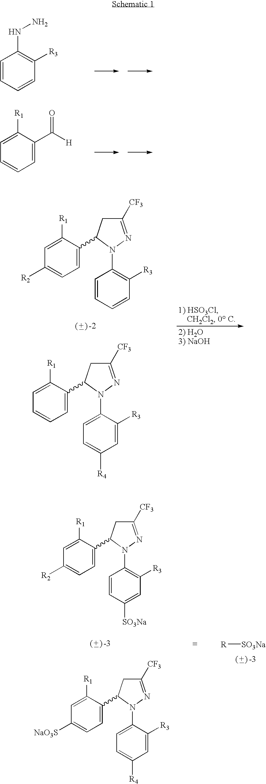 Procedure for the preparation of racemic derivatives of 1,5-diaryl-3-trifluoromethyl-delta2-pyrazolines