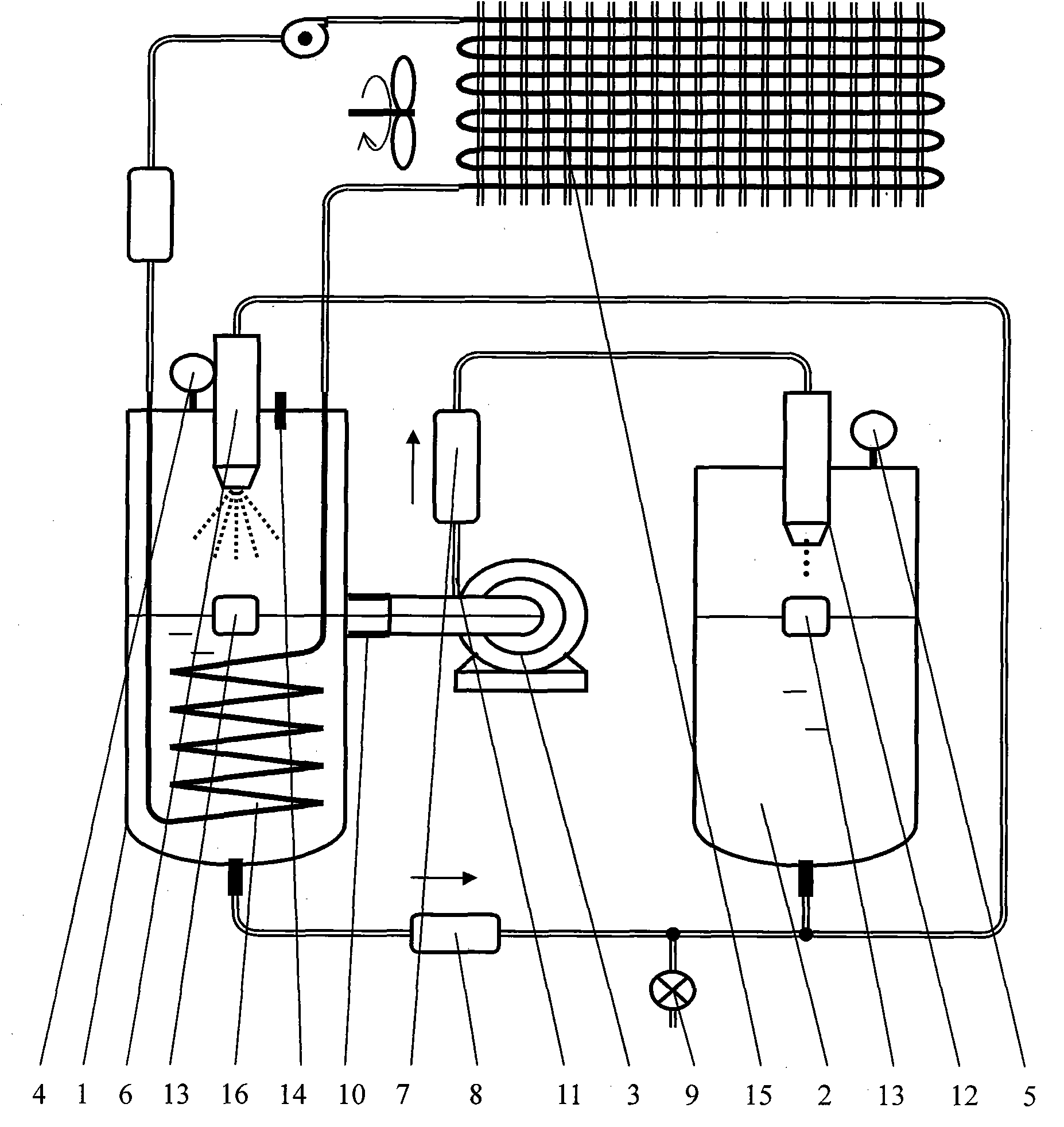 YXY type vacuum pressurized injection and vacuum evaporation refrigerating device