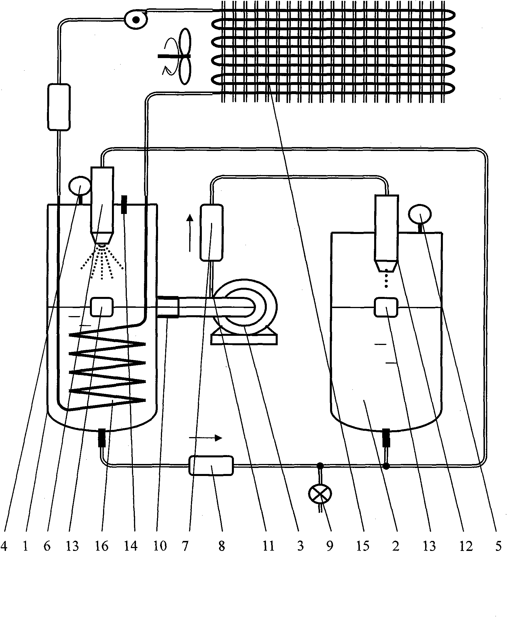 YXY type vacuum pressurized injection and vacuum evaporation refrigerating device