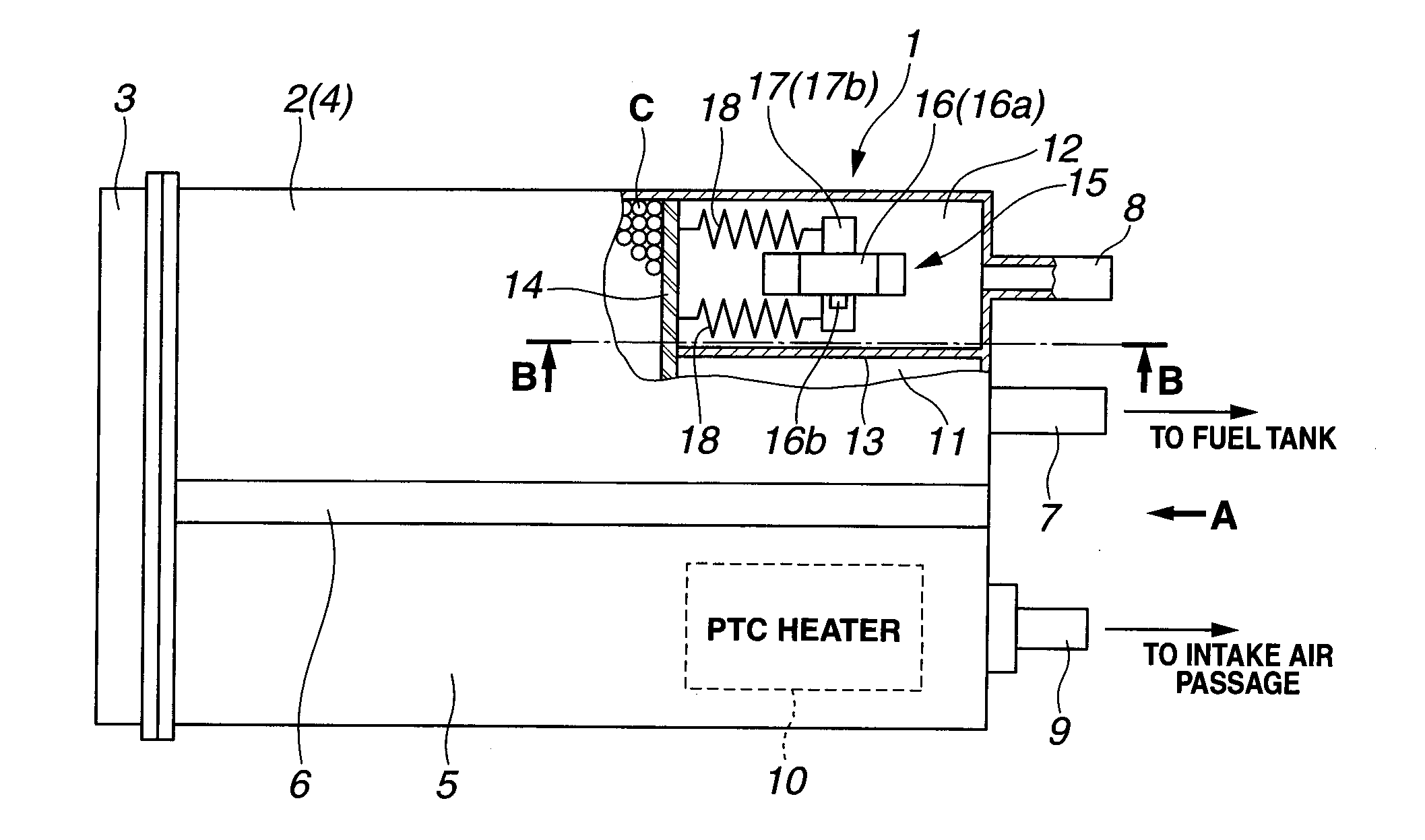 Vaporized fuel processing device and method