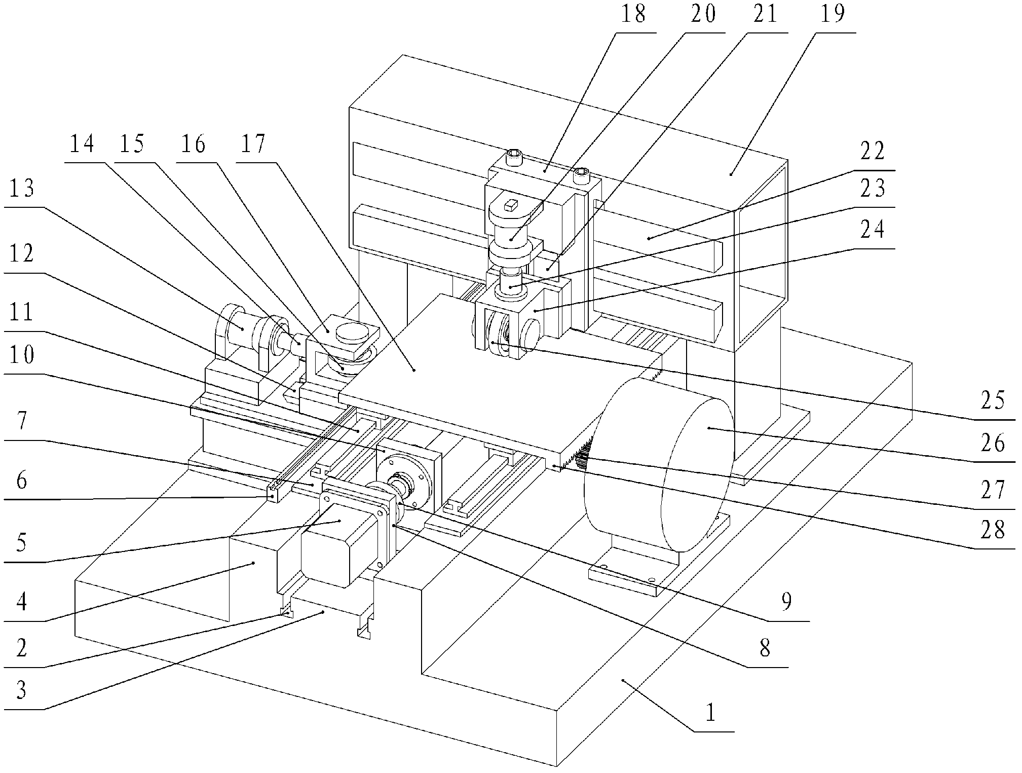 Reconfigurable lead screw pair and guide rail pair accelerated life electro-hydraulic servo test bench