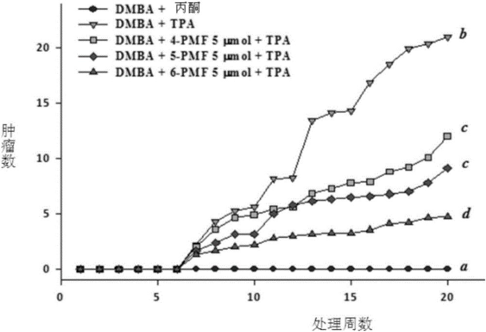 Application of polymethoxyflavonoids on medicine prepared for treating skin papillomatosis