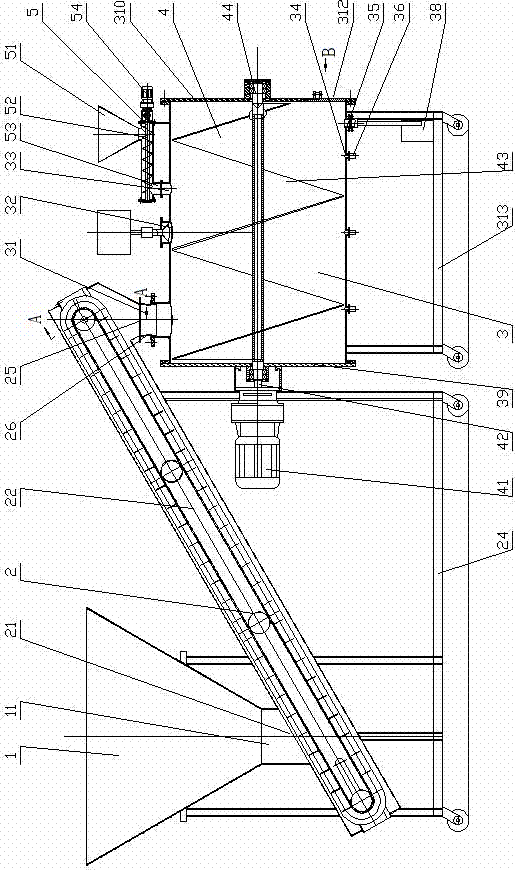 Horizontal reciprocated type agitating equipment of straw powder dust wastes