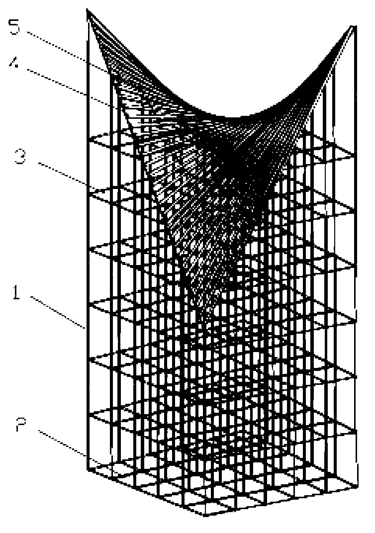 Saddle-shaped hyperboloidal concrete slab construction method