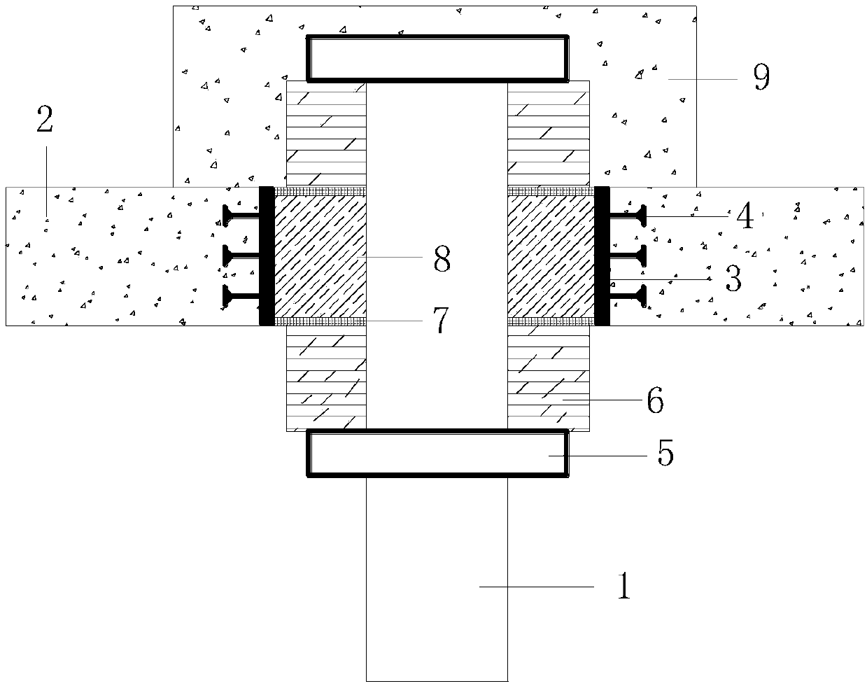 Connecting device capable of being used for deepwater combination foundations and coordinating deformation