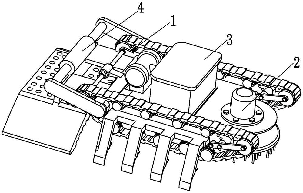 An adjustable crawler-type high-speed train car roof cleaning machine