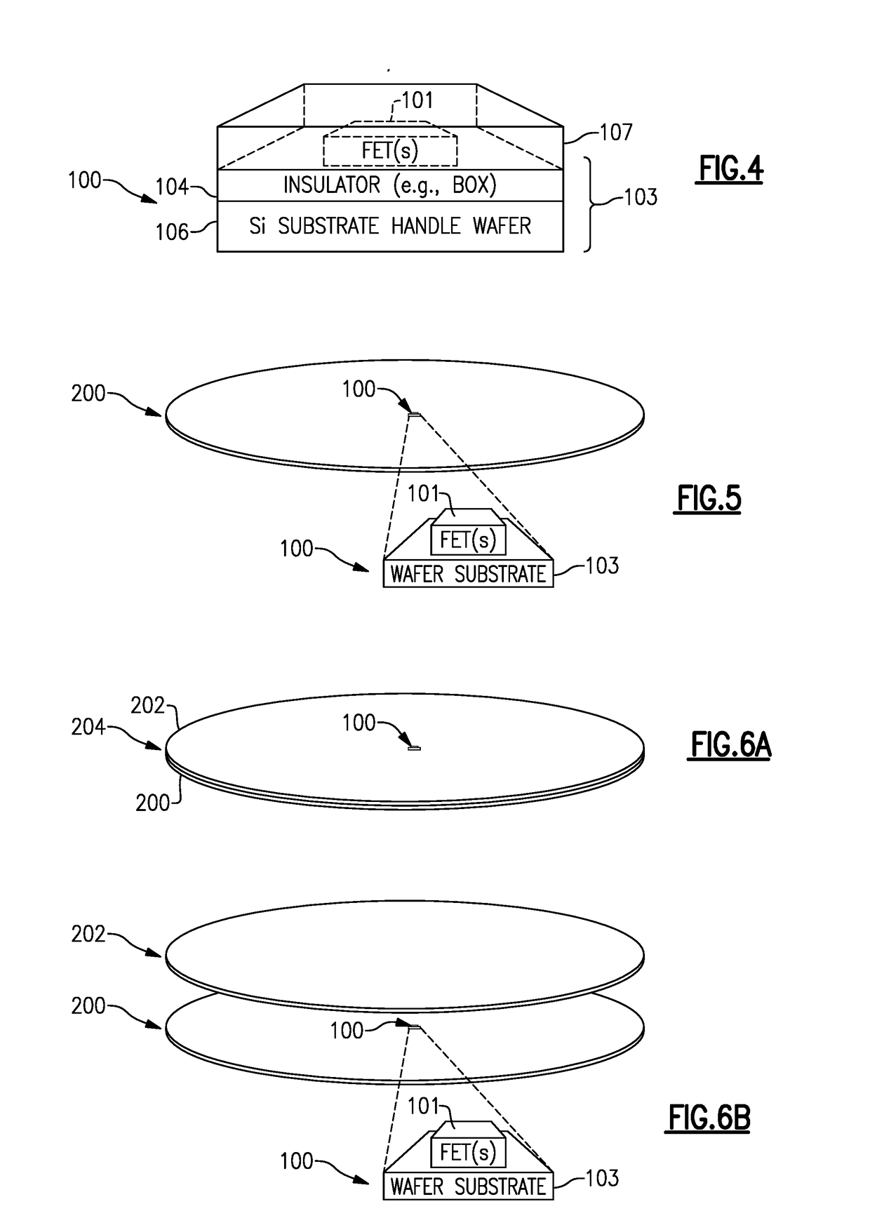 Stacked auxiliary field-effect transistors with buffers for radio frequency applications