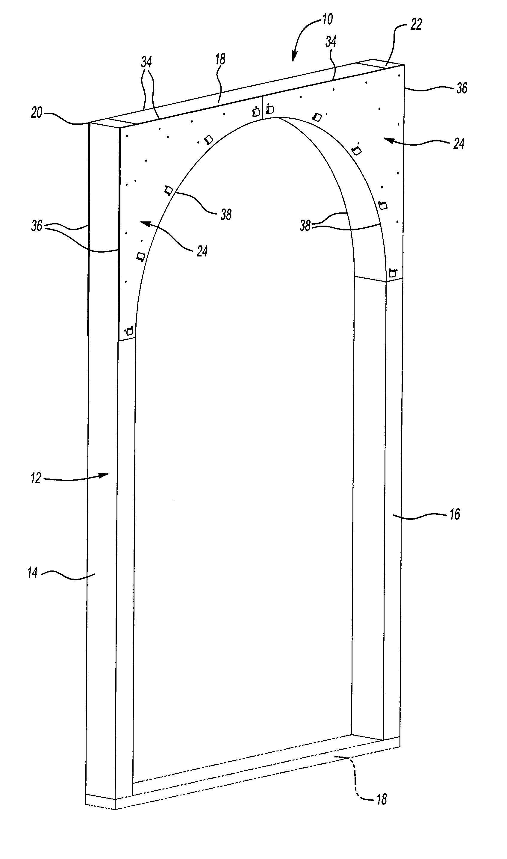 Arch assembly for door frame