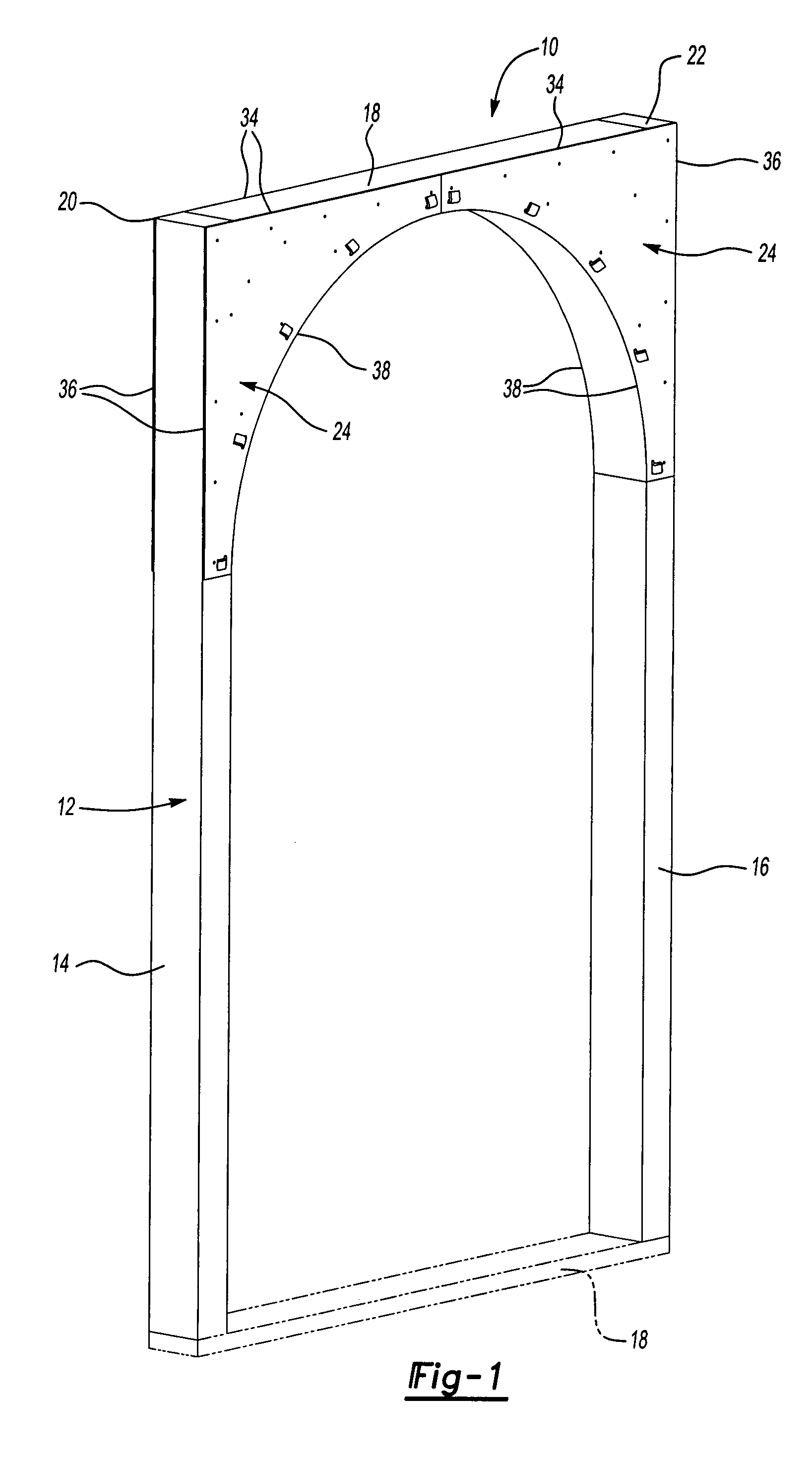 Arch assembly for door frame