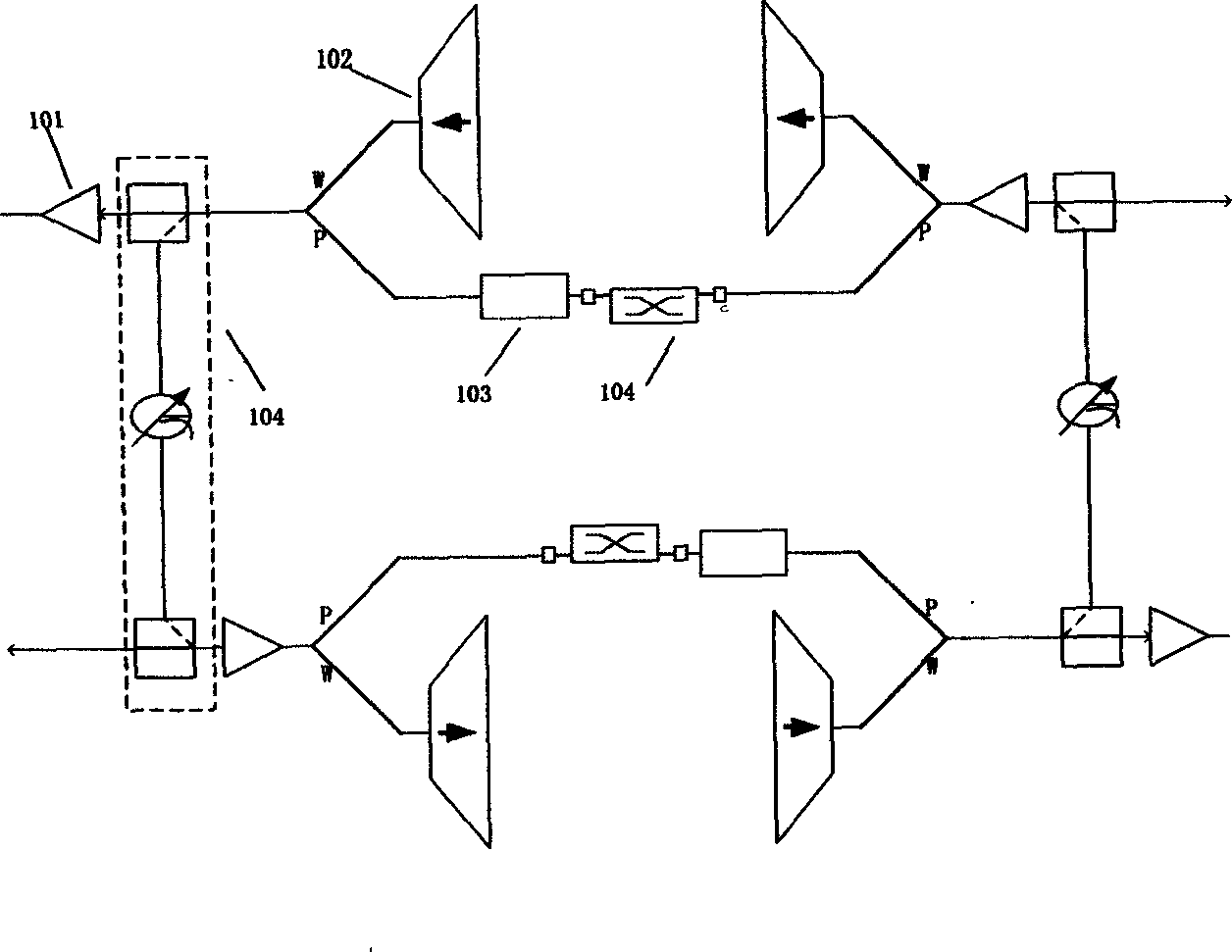 Device of full light network reusing segment shared protection