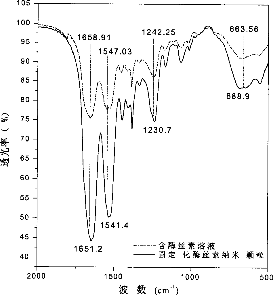 Silk nano granular of immobilized enzyme, and prepn. process thereof