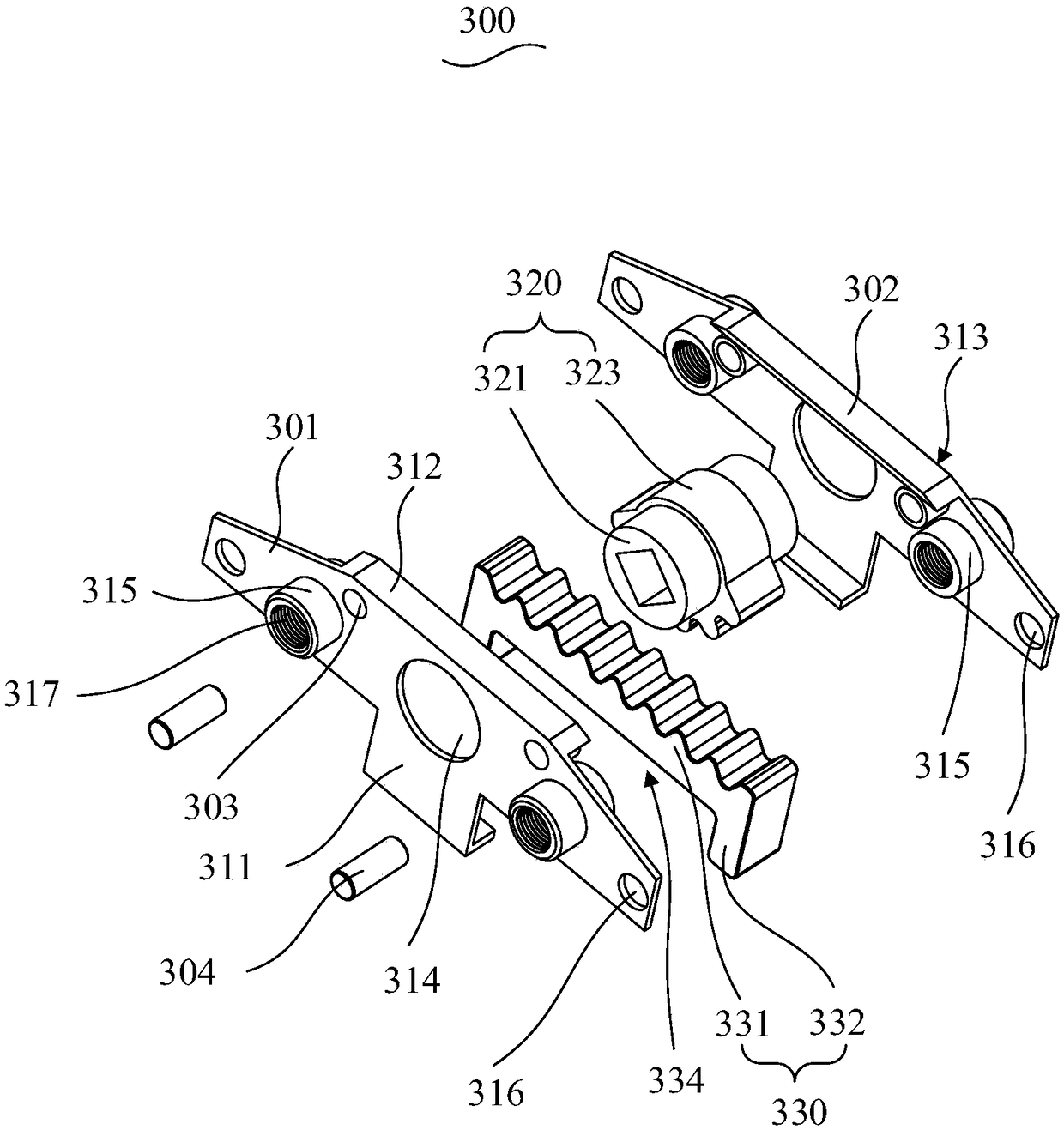 Transmission device and door and window structure