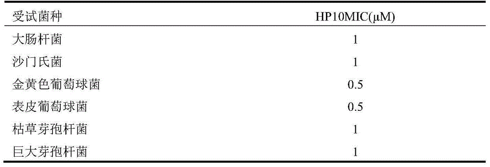 Antimicrobial peptide HP10, preparing method thereof and application thereof