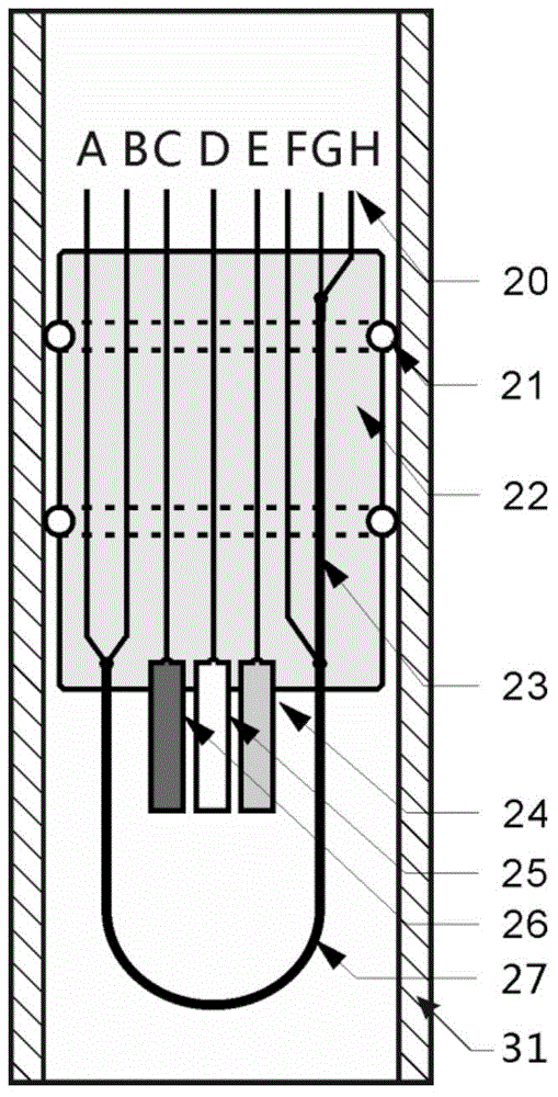 Compound probe, device and method for monitoring corrosion of down-hole string on line and in real time