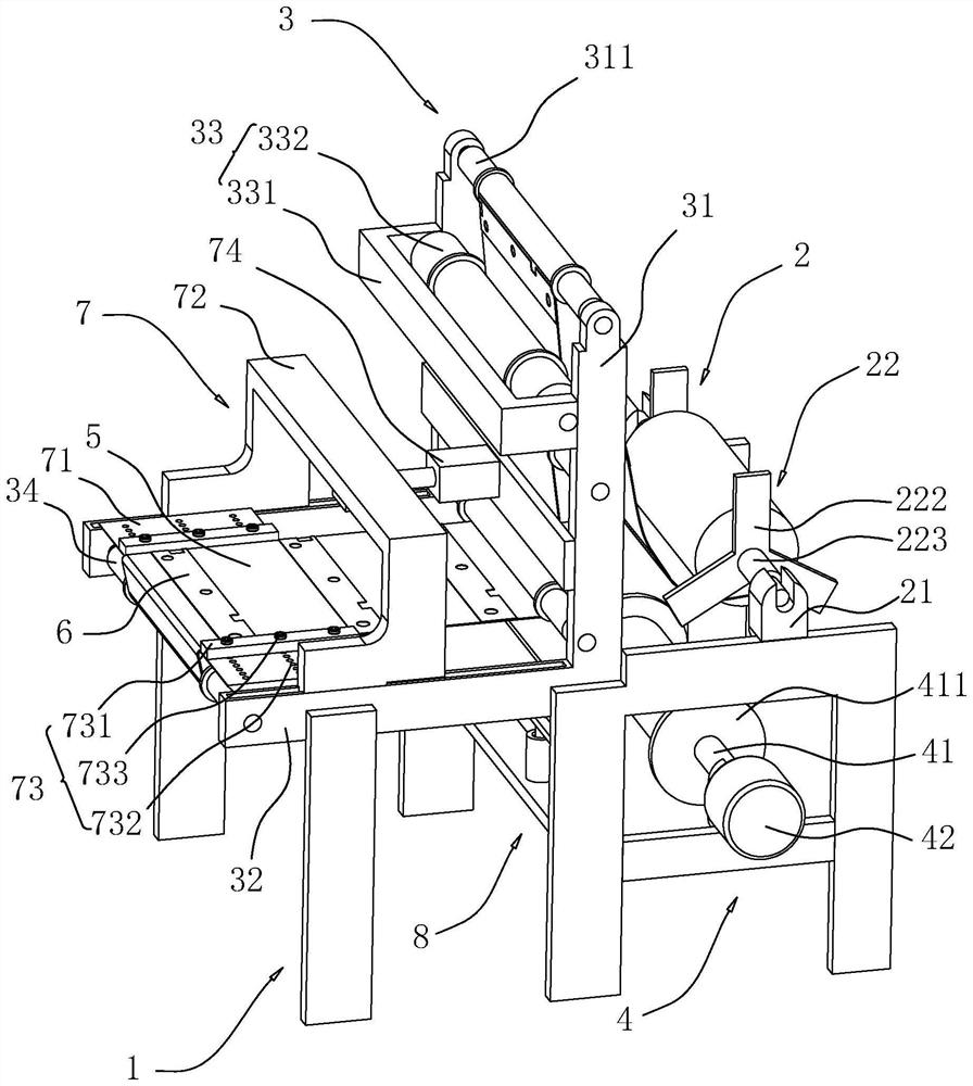 Label discharging system of automatic mylar pasting machine