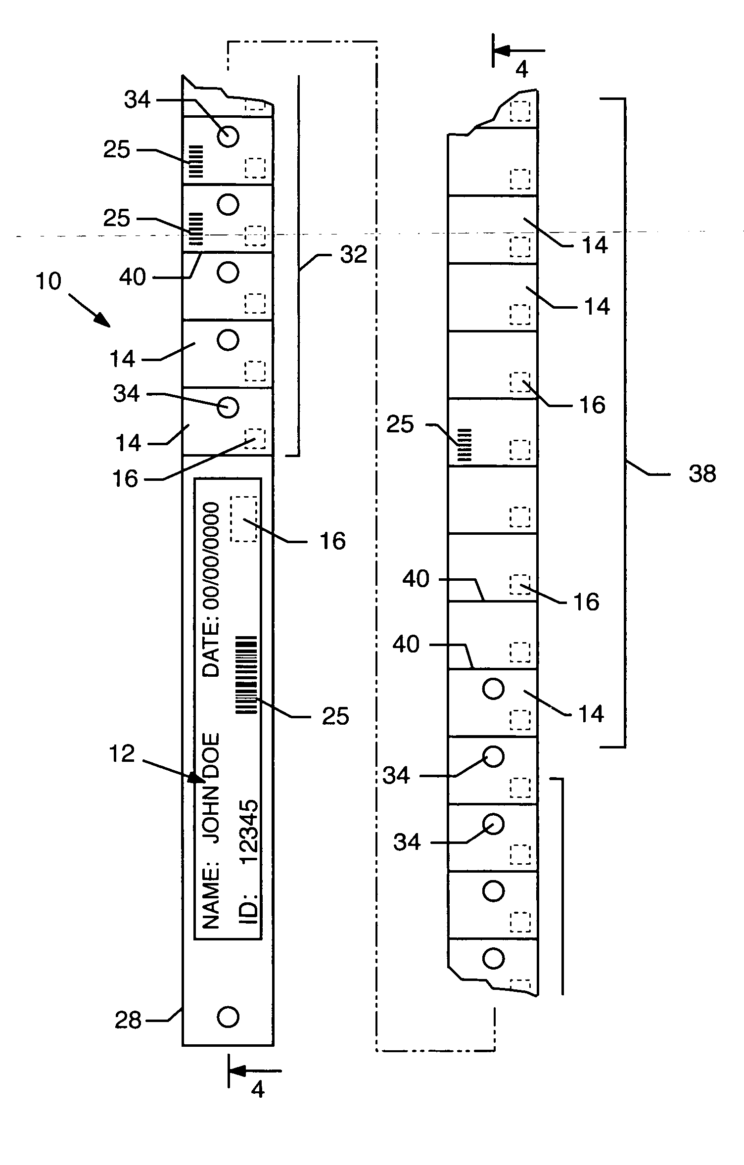 Identification band with detachable machine-readable lables