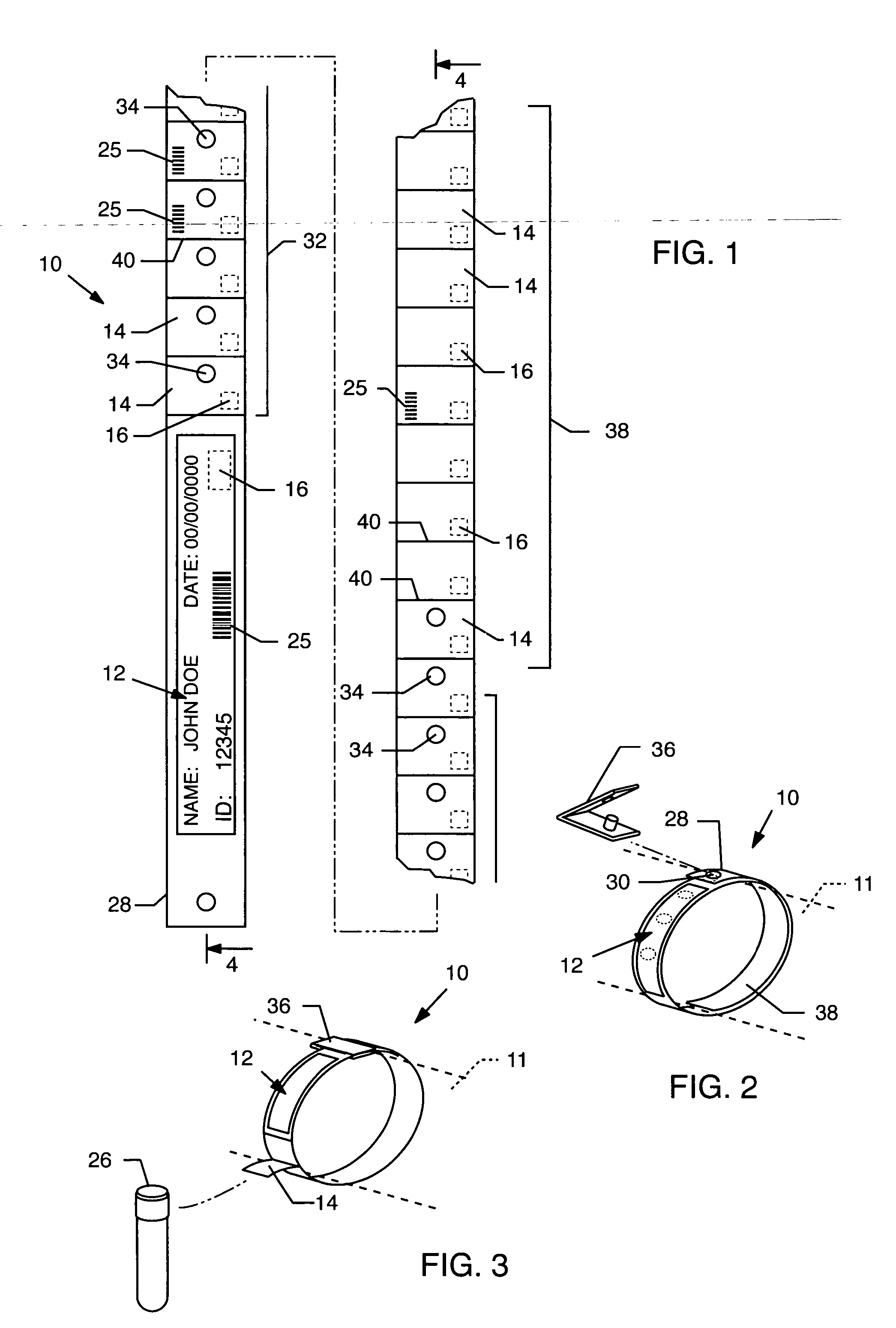 Identification band with detachable machine-readable lables