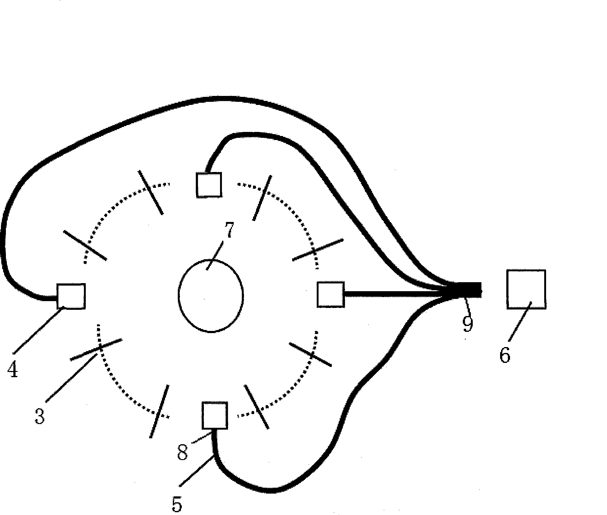 Non-contact stationary type fluorescent molecular tomography method and device