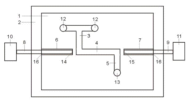 Long-path optical fiber-microfluidic chip sensor for detecting absorbance and refraction index